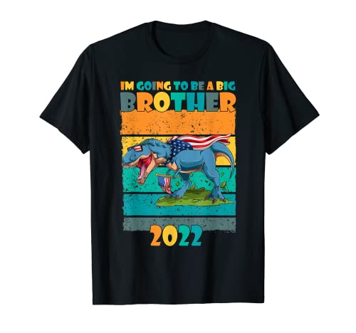 Kids I'm going to be a Big Brother 2022 T-Rex bandera americana Camiseta
