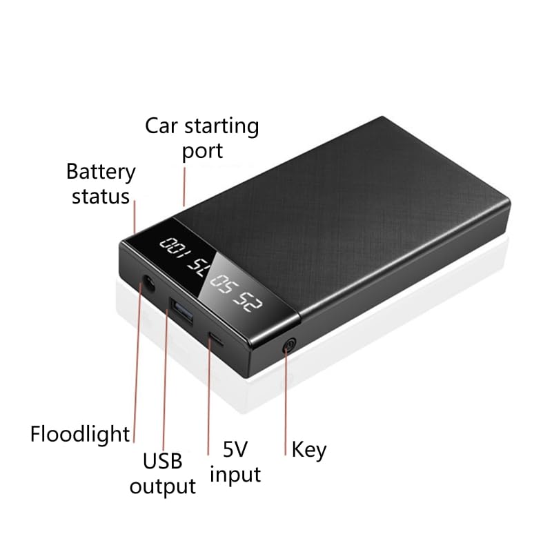 1000A Zasilacz Awaryjny Samochodu 6500mAh Przenośny Rozrusznik Awaryjny Auto Wzmacniacz Akumulatora Samochodowego 12V Mini Urządzenie Rozruchowe(Black)