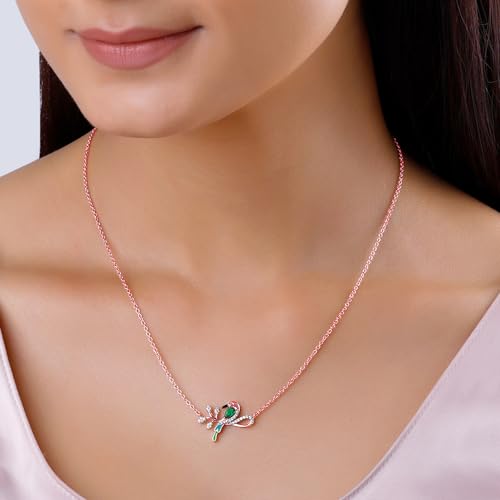Image of GIVA 925 Silver 18k Gold Plated Rose Gold Zircon Necklace | Gifts for Women & Girls