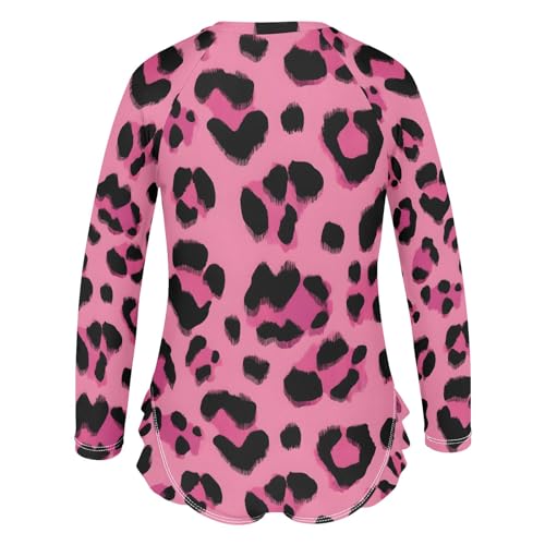 ALAZA Toddler Swimsuit Girl Bathing Suit Swimwear Rash Guard Rose Leopard Cheetah Long Sleeve 3T3