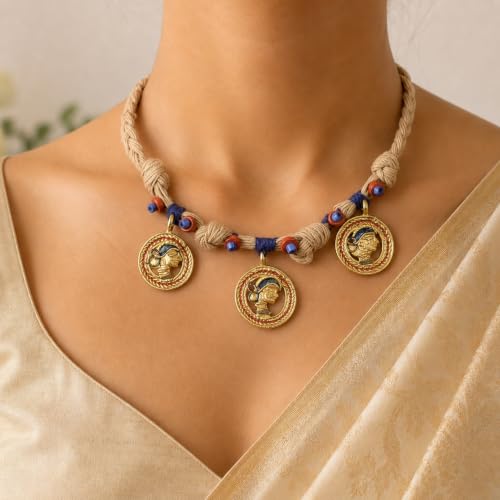Image of AAKRITI ART CREATIONS Handcrafted Ethnic & Tribal Necklace Collection | Dhokra, Boho, Talisman & Statement Designs | Artisan Collar, Pendant & Lariat Jewelry for Women