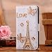 CyberStyle(TM) 3D Bling Crystal Rhinestone Effel Tower Love Butterfly PU Leather Flip Wallet Case Cover For Samsung Galaxy S3 Mini i8190 Style E With a Nice Gift + Free Clear Screen Protector