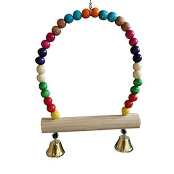 Sage Square Natural Wood Hanging Swing Toy for Small & Medium Birds Love Birds, Parrot, African Grey