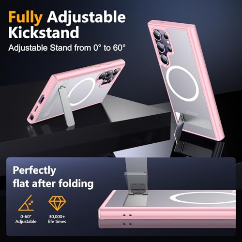 Image of SPIDERCASE Magnetic for Samsung Galaxy S24 Ultra Case with 3 Stand Ways | Military Grade Drop Protection | Invisible Stand | Shockproof | Slim Case | for S24 Ultra 5G,Pink