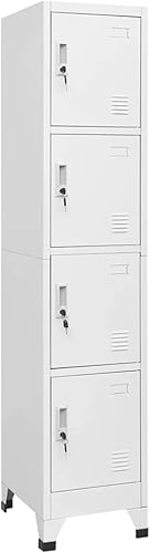 Tidyard Armario con 4 compartimentos Stprage archivador de acero gris para sala de estar, dormitorio, muebles de oficina en casa, 35.4 x 15.7 x 70.9