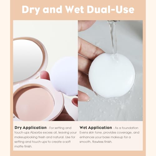 Image of UCANBE 2-in-1 Pressed Face Powder & Foundation Makeup, Matte Oil Control Flawless Setting Powder, Korean Makeup,Waterproof Long Lasting Finishing Powder (Fair)