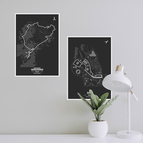 Image of CodersParadise Formula 1 Wall Posters 8x12 Inch (A4) F1 Race Map Prints, Premium Motorsport Wall Art for Bedroom, Living Room & Office Decor, Thick Cardstock with Glue Dots Included - Pack of 6