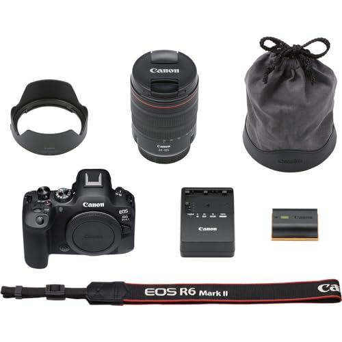 Canon EOS R6 Mark II Full Frame Mirrorless Camera Body with RF 24-105mm F4 L is USM Lens 5666C011 Bundle with Deco Gear Photography Bag + Microphone + Monopod + Software & Accessories Kit