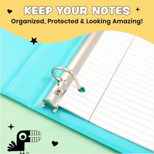 Yoobi 1 Inch Binder Set – 3-Ring Binders With 2 Pockets – Perfect For School Or Office – Holds Up To 220 Sheets – 4 Pack – Vsco Designs – Tie Dye, Checkerboard, Turtle, Celestial #TOP2