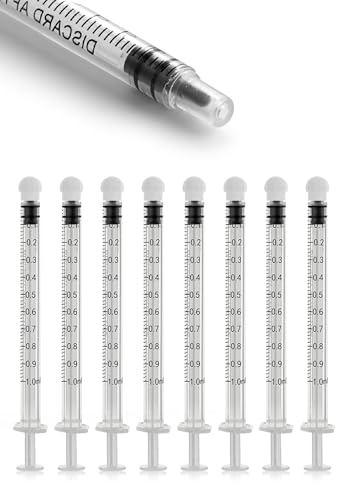Image of 1ml Syringe for Liquid without Needle, Luer Slip Tip Syringes with Cap, 20-Pack Individual Sterilized Wrapped for Pet Feeding, Liquid, Oral, Scientific Labs