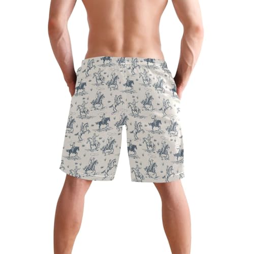 Laprad Men's Swim Trunks Quick Dry Beach Swimsuit Shorts Western Cowboy with Mesh Lining3