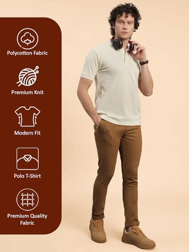 Image of Lux Nitro Men's Self Knitted Premium Cotton Blend Solid Polo T-Shirt | Soft Texture | Classic Collar | Short Sleeve Casual Wear