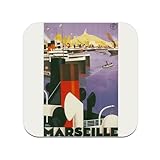 Poster unter Glass aus Holz – Marseille Boote – Poster 