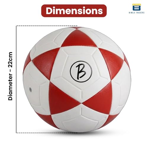 Image of Btag Football | Rubber Moulded Training & Match Ball | All Age Groups | Outdoor Waterproof | for Ground, Grass & Turf (Red)