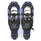 Taruor Schneeschuhe Damen Herren aus Aluminium Rahmen mit Verstellbaren Bindungen und Ergonomisches Design, Tragetasche, 27inch, Blau