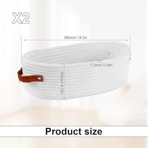 Miniatura 5 de Txuzong 2 Cestas De Almacenamiento Para Baño, Cestas De Cuerda De Algodón, 33 X 15 X 10 Cm, Cesta Trenzada Multifuncional, Cesta De Almacenamiento Trenzada Blanco Para Baño, Dormitorio, Sala De