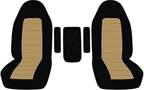 Totally Covers Compatible with 1999-2001 Ford F-150 F-250 F-350 Two-Tone Truck Captains Chairs Seat Covers w 3 Armrest Covers (One per Seat + Center): Black & Tan (21 Colors) F-Series F150 F250 F350