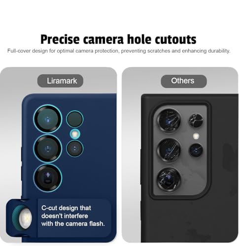 Image of LIRAMARK Liquid Silicone Soft Back Cover Case for Samsung Galaxy S25 Ultra 5G (Midnight Blue)