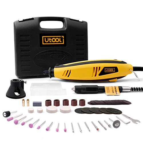 Utool Rotary Tool Kit with Flex Shaft, Keyless Chuck, Cutting Guide and 62