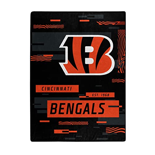 NORTHWEST ENTERPRISES NFL Digitize Design Plush Raschel Thow Blanket, 60"x80" (Cincinnati Bengals)