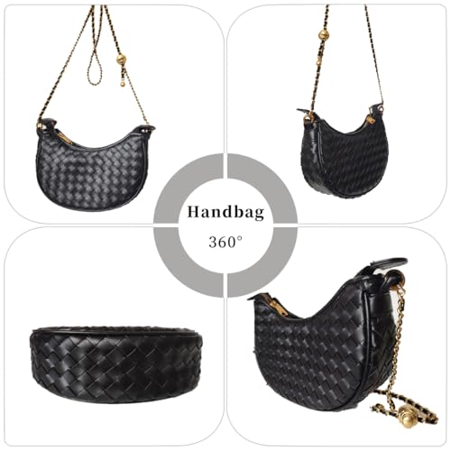 Ling Chuang Woven Crossbody Shoulder Bag with Niche Crescent Design - Double Layer Vintage Mother Bag2