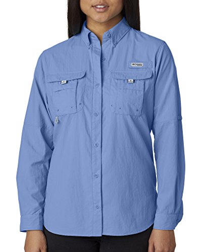 Columbia Womens Bahama Long Sleeve Shirt, Ocean Blue, Small