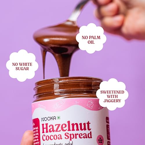 Image of Nooka Gourmet Hazelnut Cocoa Spread For Kids | 35% Hazelnuts | No Palm Oil, No Preservatives | Sweetened with Jaggery | Small Batch, Stone-Ground | Use Along With Pancakes, Breads, Rotis (200 gms)