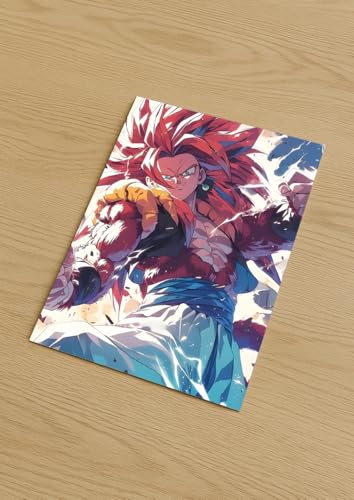 Image of NIJUKA Anime Printed A4 Size Metal sheet Poster For Home And Room Decoration | For Anime Art Fans Boys And Girls (Gojeta SS4 Power Up Look)
