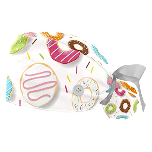 Casquettes de travail pour hommes JDEZ imprimé donuts | Chapeaux bouffants ajustables femmes