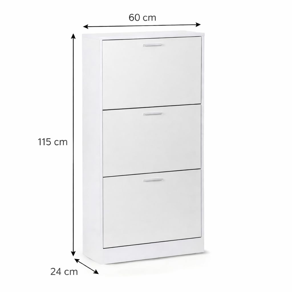 Acomoda Textil - Zapatero 3 Niveles de Madera, Amplio, Resistente y de Fácil Instalación 60x24x115 cm. Organizador de Zapatos Moderno, Fácil Montaje y Robusto. (Blanco)
