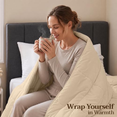Image of Utopia Bedding Twin Comforter, Duvet Insert, Beige, 64 x 88 Inches