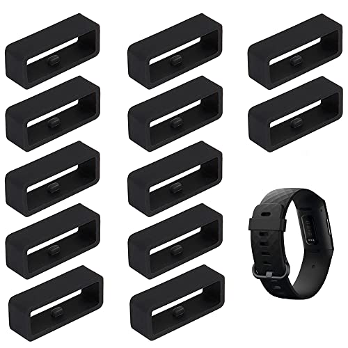 DCQQ 12 pièces Boucle de Sangle en Caoutchouc 22mm Bande de Montre Boucle de Retenue Remplacement Boucle de Sécurité pour Braceletpour Bande Montre Intelligente Remplacement (Noir) Cover