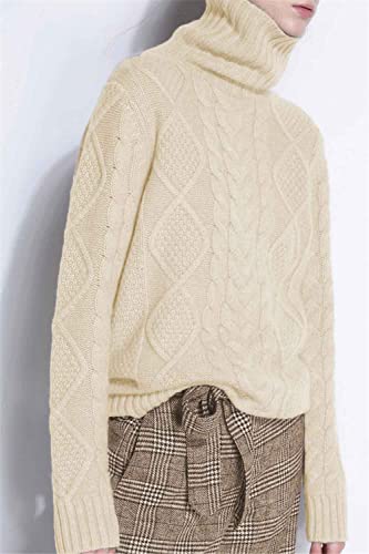 Image of Wool Sweaters Women's Turtleneck Pullover Female Loose Long Sleeve Tops Winter Thick Knitted Jumper