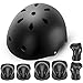 Lucky-M bambini 7 pezzi di sport outdoor Gear set bambine da ciclismo casco di sicurezza e set [ginocchiere, gomitiere e polsiere] rullo per scooter skateboard bicicletta （ 3 - anni Old ） (black)