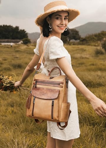 Image of Shrrie Backpack Purse for Women Fashion Leather Backpack Purse Designer Travel Backpack Convertible Shoulder Bag with Wristlet