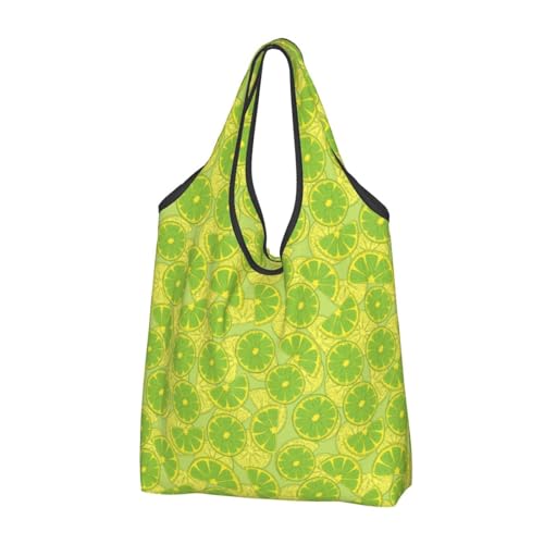 TZTTZT Bolsas de compras reutilizables, plegables, lindas limas, verde Kelly, bolsa de compras con asas, Negro, 2 PCS
