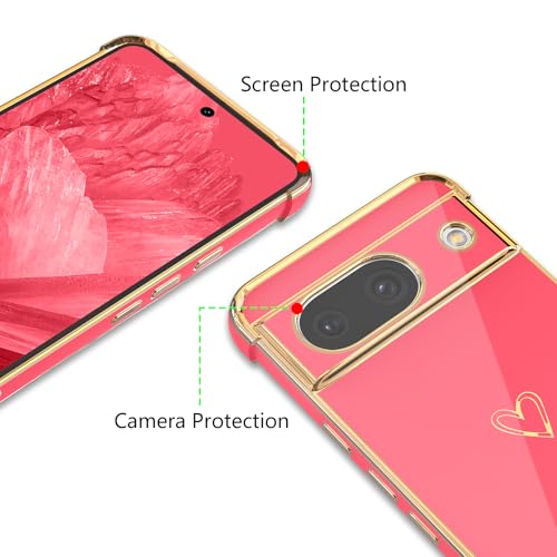 Coque Google Pixel 8a avec protection caméra antichoc motif cœur rose - 2