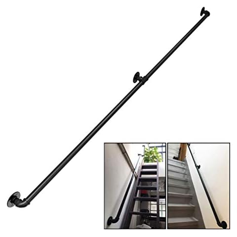 GJIF Metal Handrails for Outdoor Steps Wall Mounted Black Matte Wrought Iron, Railing Handrail for Indoor Stairs Lead Direct to Stairwell or Restaurant (Size : 30cm) Cover