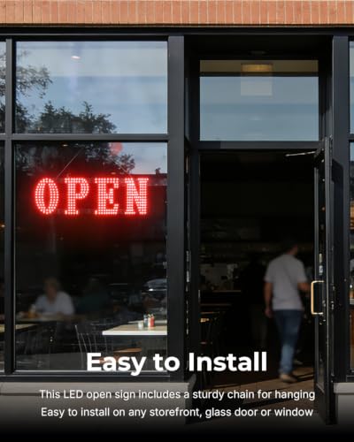 Image of Open Sign for Business 30 inch x 10 inch, Smart Extra Large LED Open Sign with Bluetooth APP Timer & Remote, Dimmable 14 Modes for High-Visibility Storefront Window Red