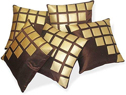 GenericDesi Hault Polyester Cushion Cover (12x12-inch/30x 30 cm, Brown) -Set of 5