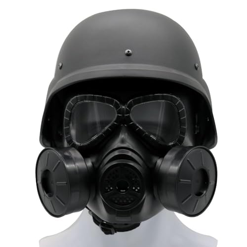 Full Face Airsoft Gas Mask M88 Helmet Tactical Skull Game Mask for BB Gun Cosplay Costume Halloween Masquerade (MM04-Black)