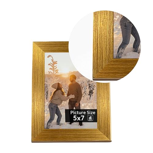 Image of Art Street Set of 2 Table Photo Frames Wall Hanging for Home, Living Room, Study Room Decor & Office Decor (Color: Golden, Size, 5x7 Inch)