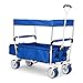 Waldbeck The Blue Supreme Carretilla Plegable (Carga máxima 68 kg, 90 litros, Nevera portátil, Ruedas Extra Anchas de 10 cm, Estructura Ligera y Robusta, Bolsillos Laterales) - Azul