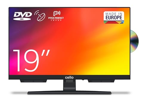 Cello C1924F 19 Televisor sin Marco fácil de Usar con Reproductor de DVD Integrado y sintonizador Triple (DVB-C/-S2/-T2) Sonido Pitch Ideal para Habitaciones pequeñas Fabricado en Europa