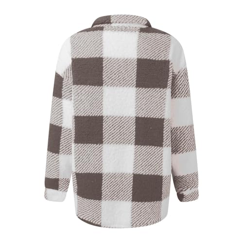 Womens Fuzzy Plaid Flannel Jacket 2025 Casual Trendy Fleece Buffalo Sherpa Shacket Hooded Teddy Warm Jackets Coats4