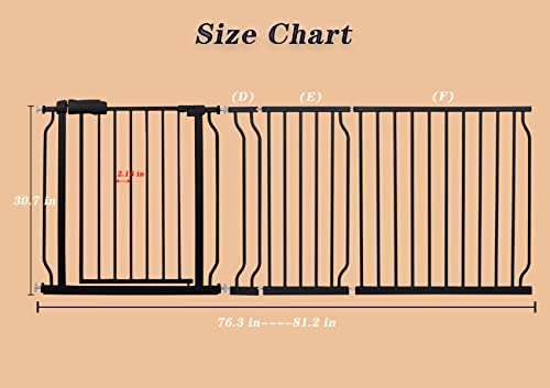 Belabb Extra Wide Baby Gate Tension Indoor Safety Gates Black Metal Large Pet Gate Pressure Mounted Walk Through Long Dog Gate For The House Doorways Stairs (76.3 Inch-81.2 Inch/194Cm-206Cm, Black) #TOP1