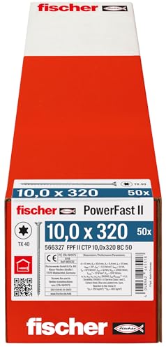 fischer PowerFast II CTP 10.0 x 320, powerful wood screws with countersunk head, inner star receptacle and partial thread - Image 2