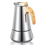 Yabano Moka Pot, 6 Cup Stainless Steel Stovetop Espresso Maker for Induction, 350ml Italian Coffee Maker for Gas & Electric Hobs, Durable Espresso Pot for Home & Camping