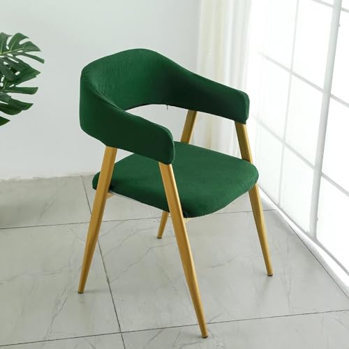 Fundas para Sillas con Respaldo Hueco 1/2 Juego Fundas para Sillones con Arco Fundas Elásticas para Sillas con Respaldo Curvo Protectores Lavables para Sillas De Comedor(Dark Green,2sets)