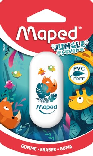 Goma de Borrar Maped Jungle Fever - Borrado Eficiente, Diseño Selvático - Ideal para Niños, Maped
